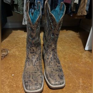 Women’s Ariat Boots - Size 8 - Square Toe Leopard and Turquoise